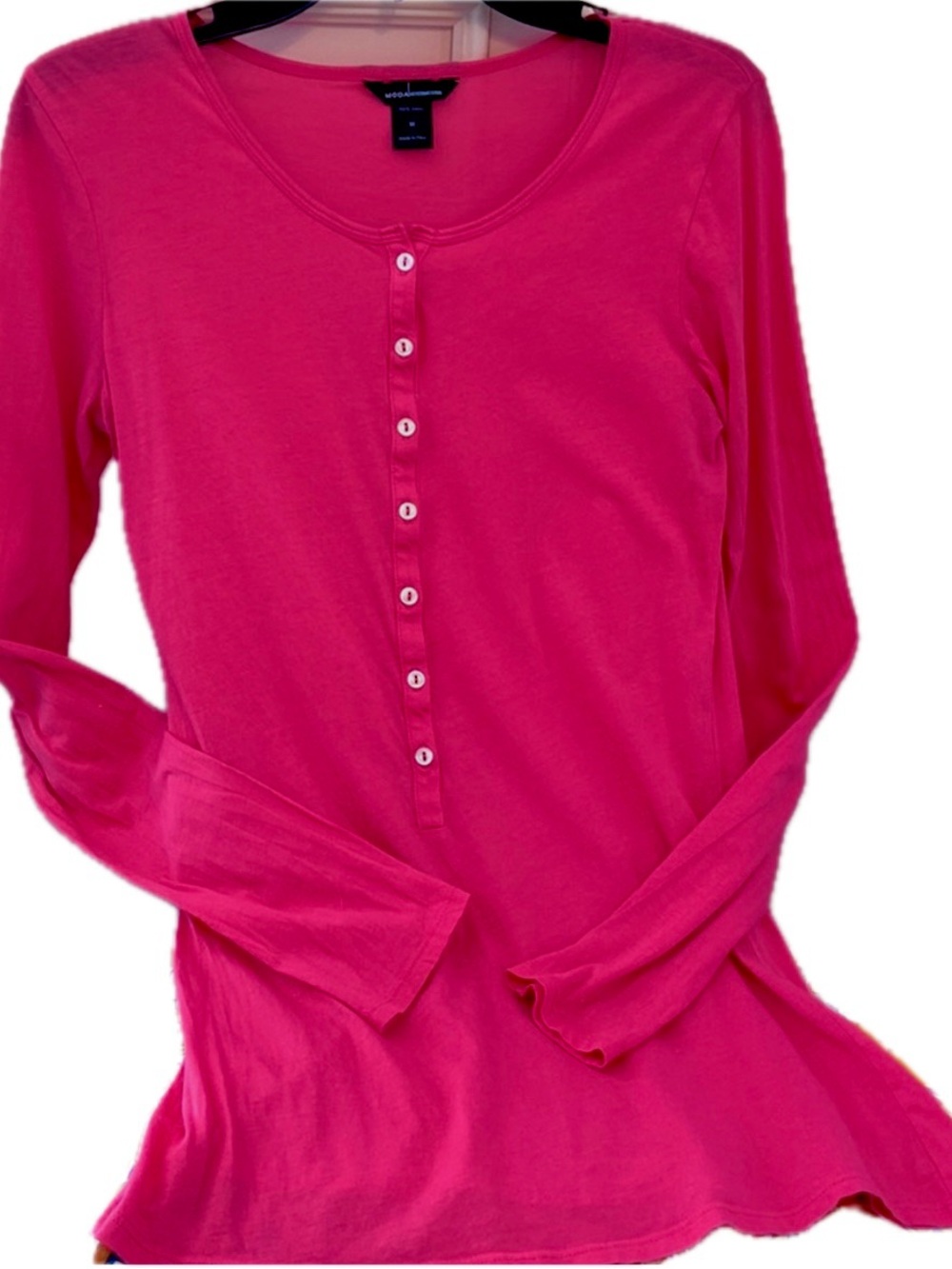 VintageVictoria Secrets MODA International Henley long sleeve tee in fuchsia
